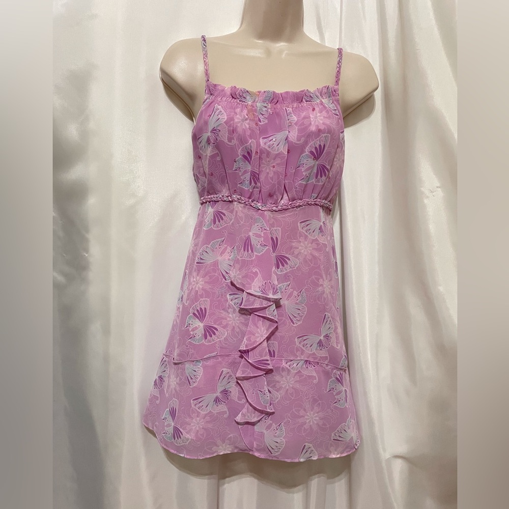 Limited Too Lilac  Butterfly Print Spaghetti Strap  Sun Dress